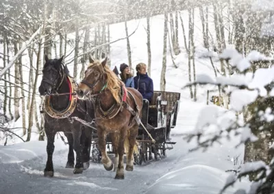 Pferdeschlitten, Saalbach im Winter, Haus Jausern Winterurlaub, Auszeit im Winter, verschneite Berglandschaft, Familienurlaub, Zeit zu zweit